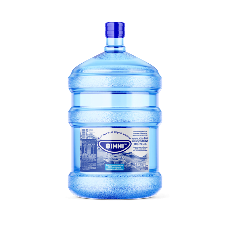 Вода питна артезіанська ВІННІ негазована, пом'якшена, оброблена, 18,9 л.
